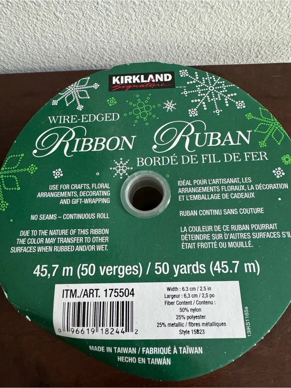 Kirkland Signature Gold Wire-Edged Ribbon 50 yds NWT